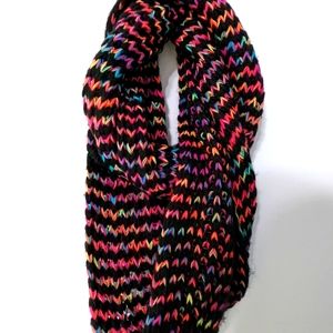 3/$15 Black and Rainbow Knit Infinity Scarf (OS)